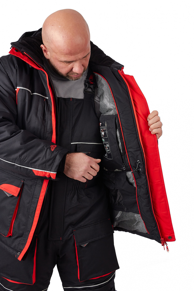 Селигер костюм для рыбалки GRAYLING, зимний, черно-красный